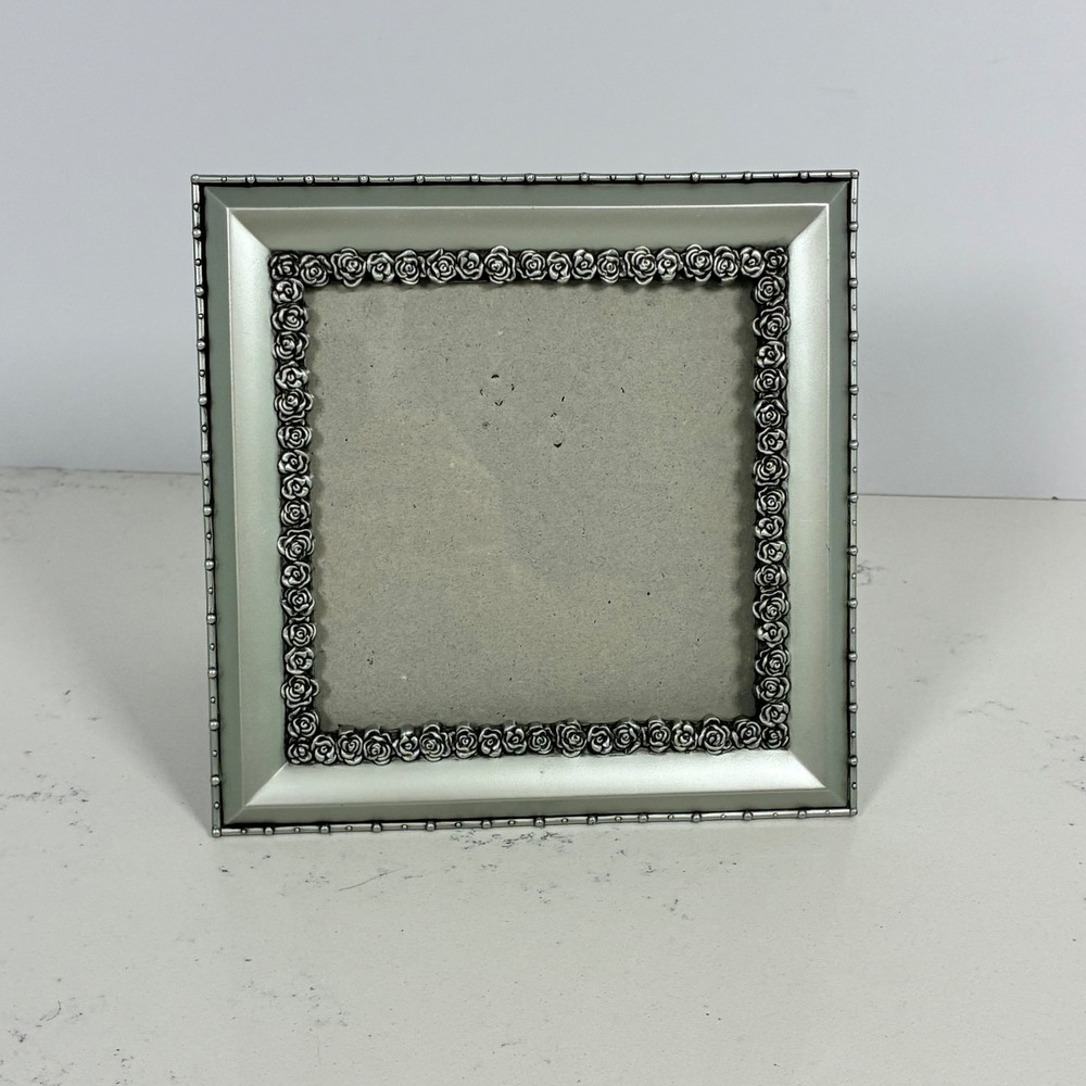 Burnes of Boston Picture Frame Silver Rose Victorian Cottage ShabbyChic Coquette